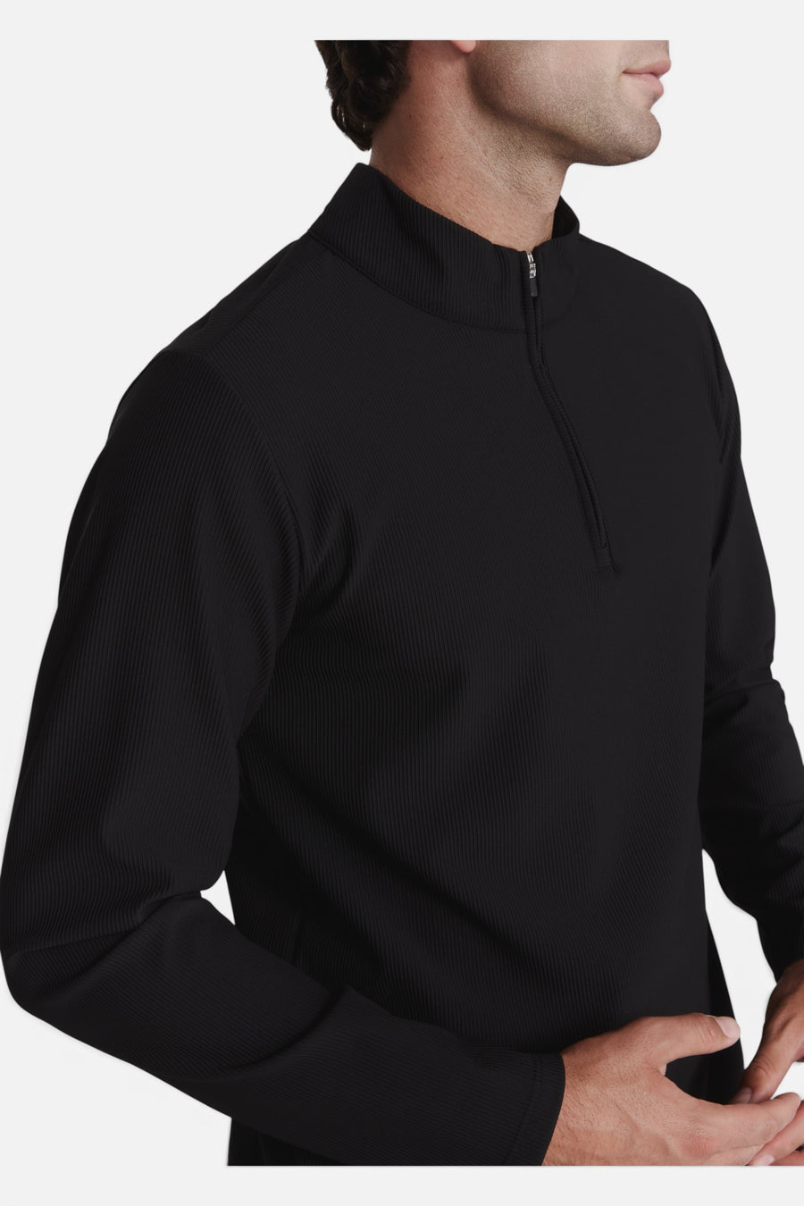 7 Diamonds Drift Quarter Zip Pullover in Black – detail