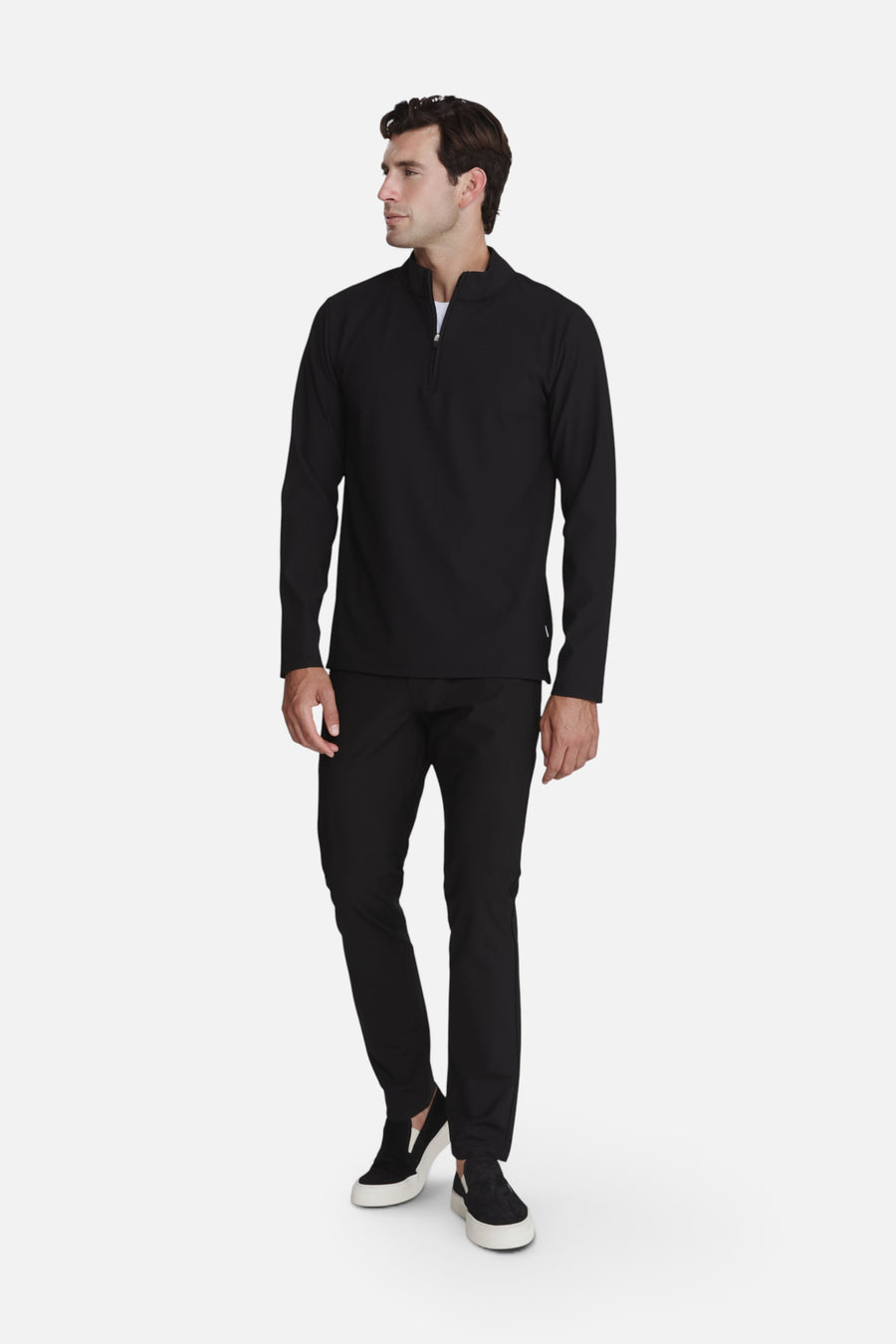 7 Diamonds Drift Quarter Zip Pullover in Black – full length