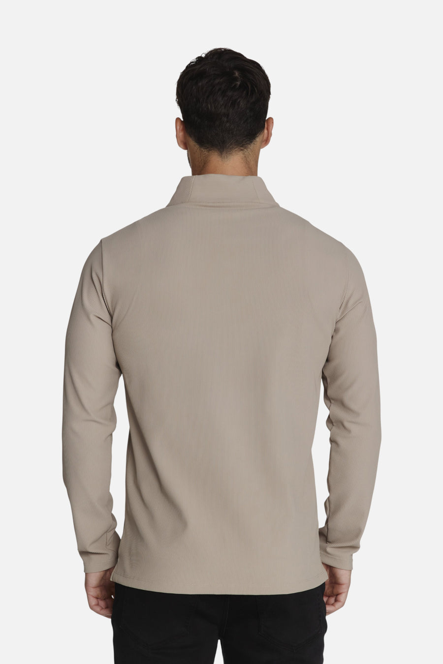 7 Diamonds Drift Quarter Zip Pullover in Taupe – back view