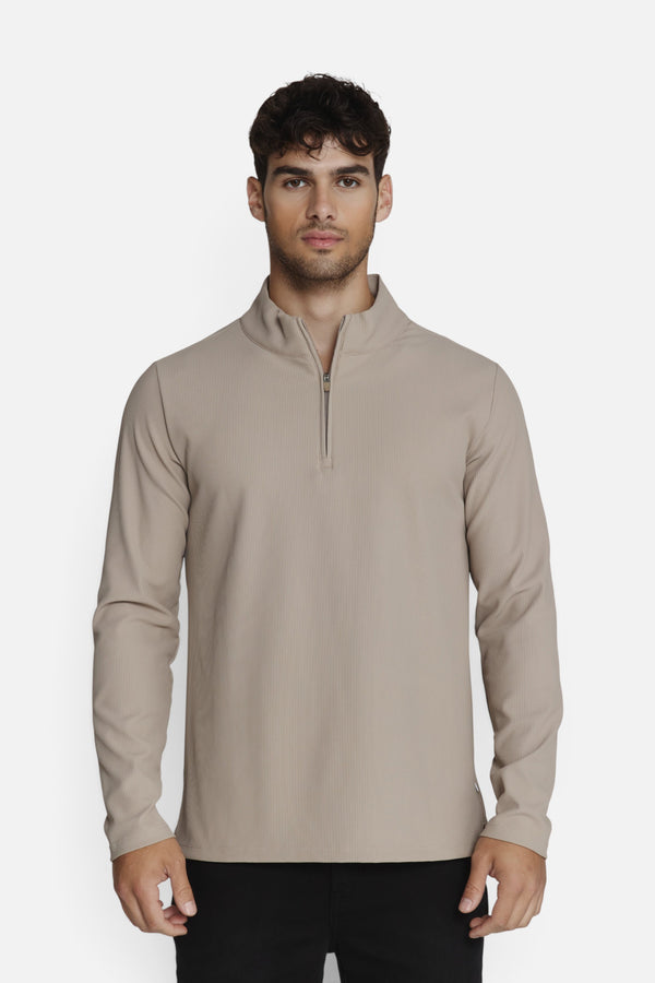 7 Diamonds Drift Quarter Zip Pullover in Taupe