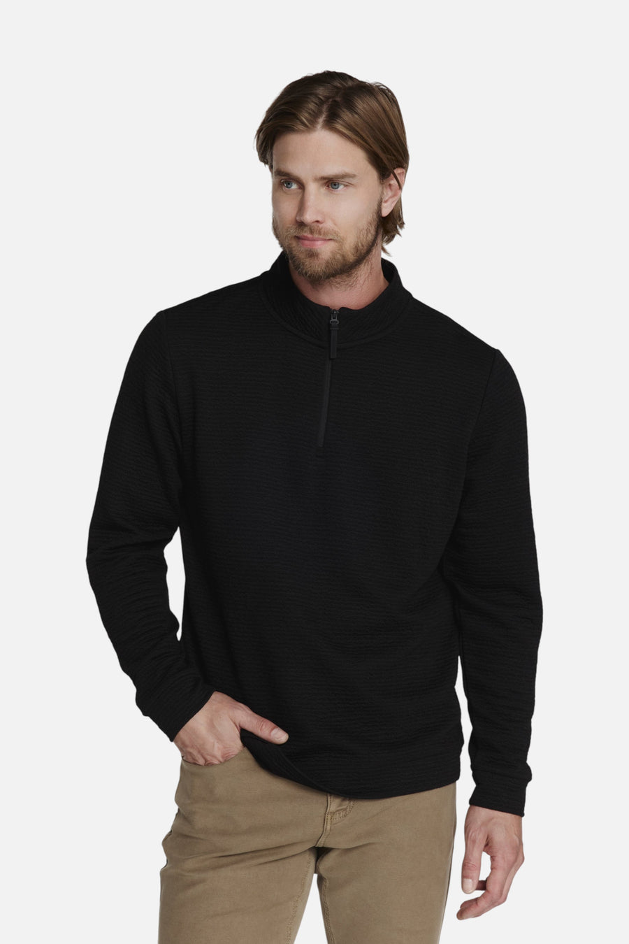 7 Diamonds Elevate Quarter Zip in Black – front view