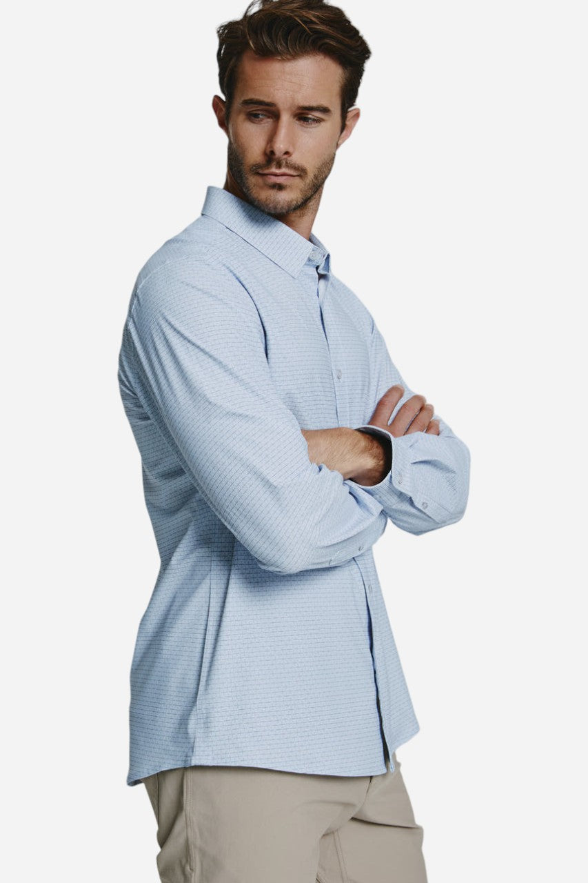 7 Diamonds Elias Long Sleeve Shirt in Blue – flat lay