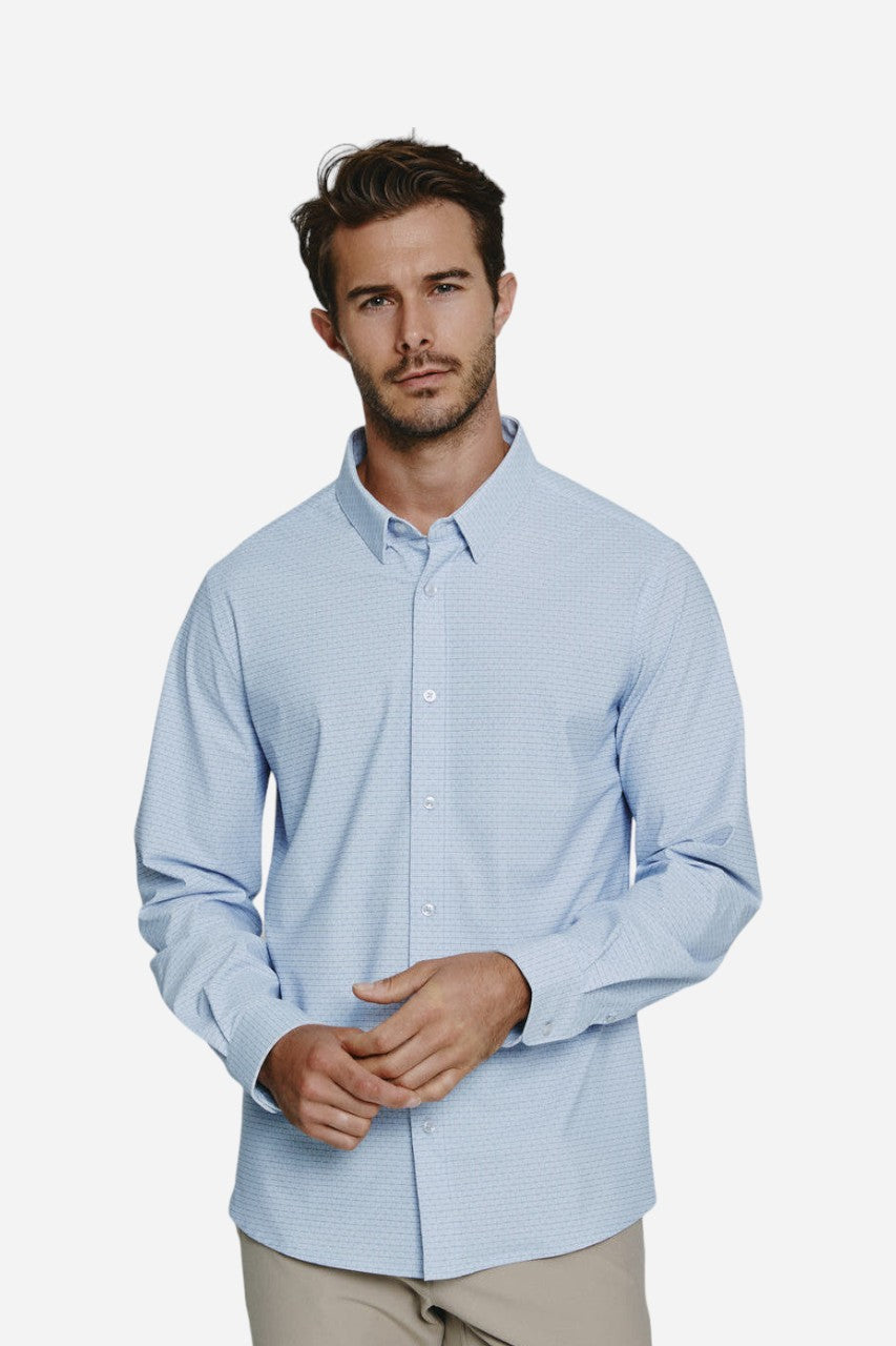 7 Diamonds Elias Long Sleeve Shirt in Blue – front view