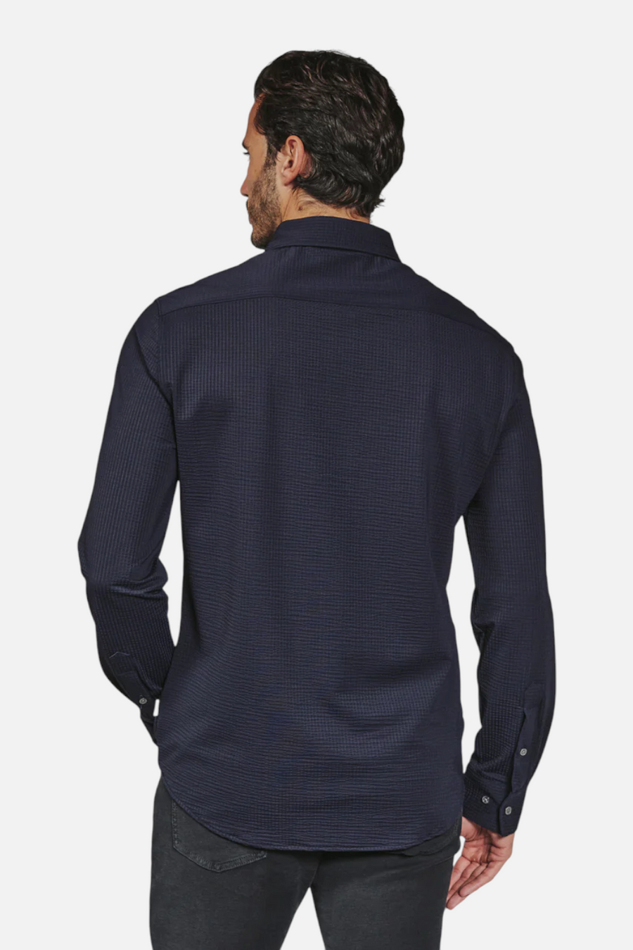 7 Diamonds Ferris Long Sleeve Shirt in Navy – back view