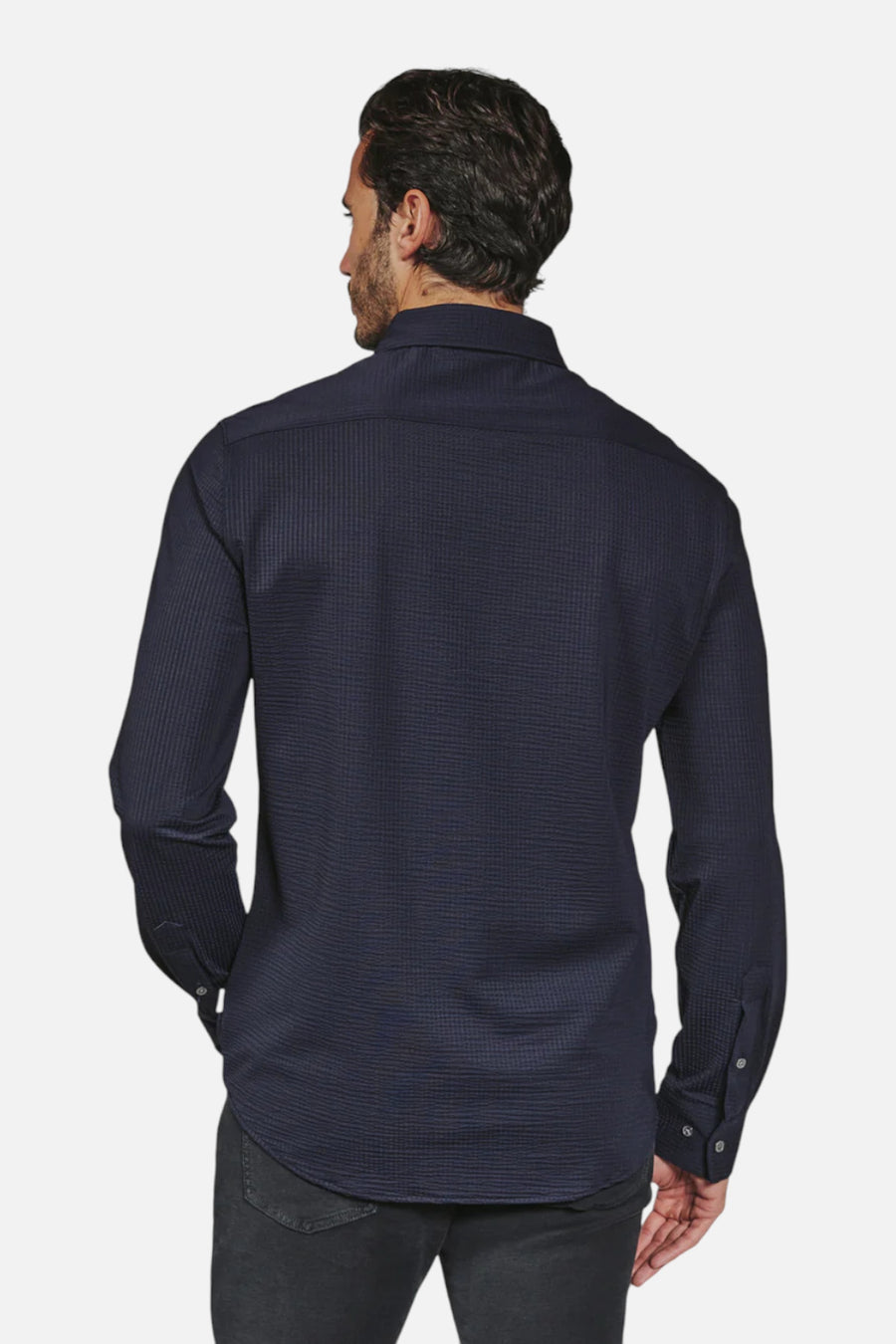 7 Diamonds Ferris Long Sleeve Shirt in Navy – on model