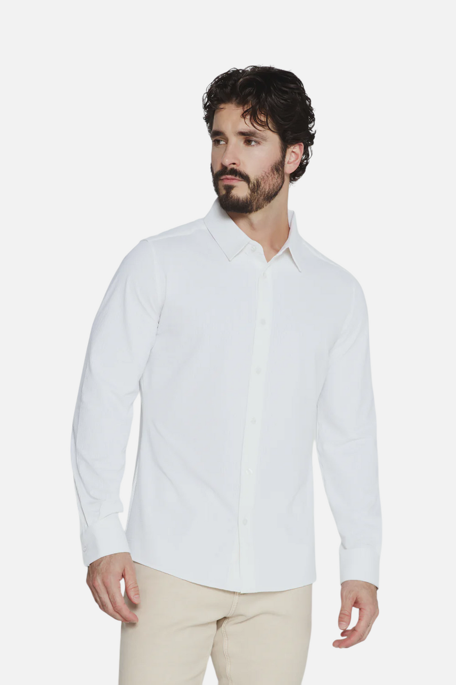 7 Diamonds Ferris Long Sleeve Shirt in White – front view