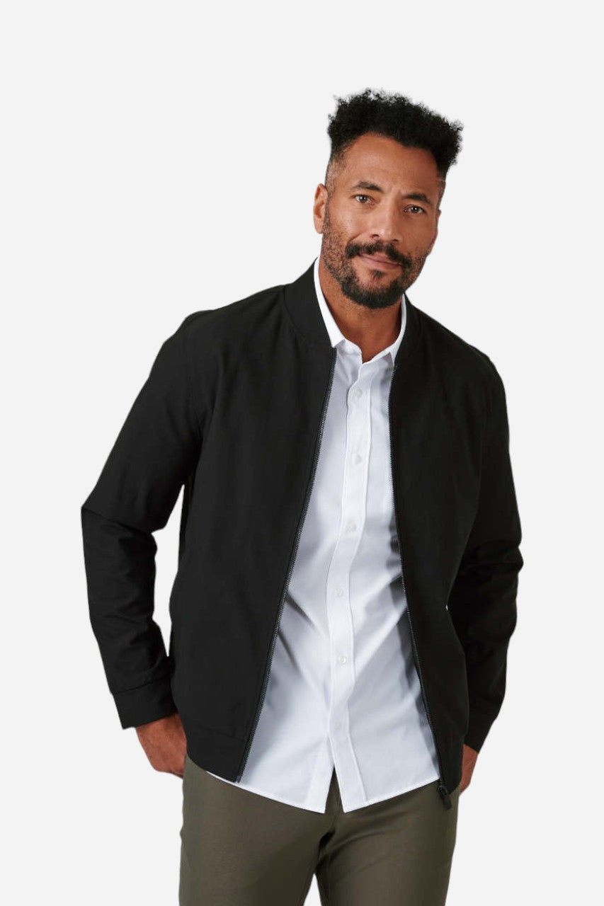 7 Diamonds Infinity Bomber Jacket in Black – front view