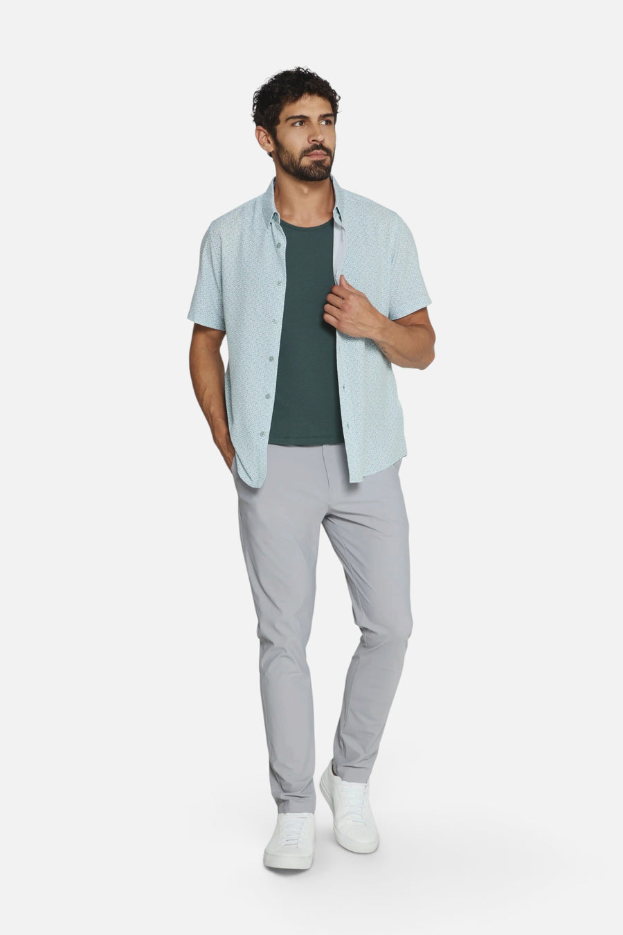 7 Diamonds Jace Short Sleeve Shirt in Aloe – detail