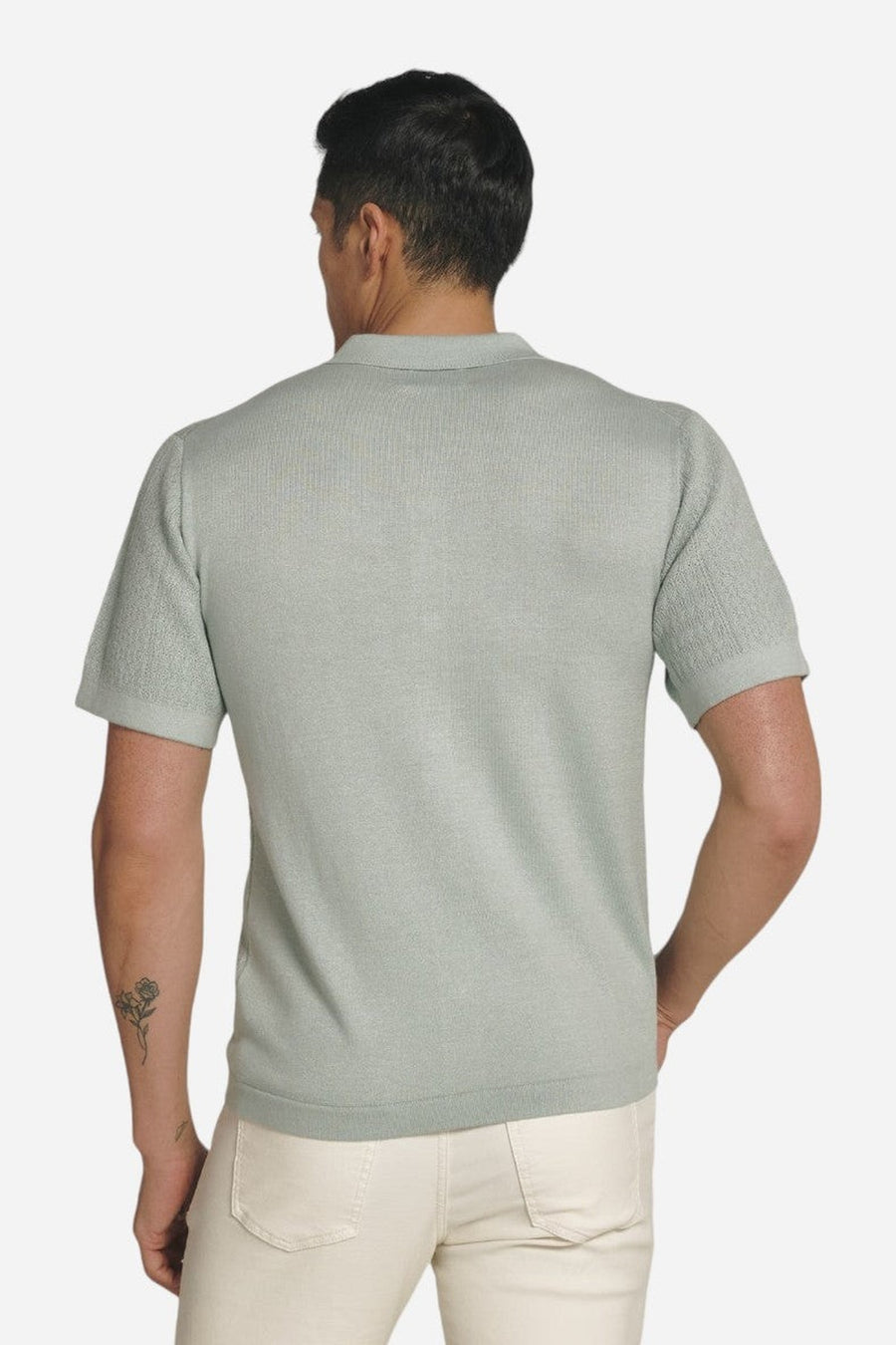 7 Diamonds Jonas Button Down Sweater Polo in Sage – side view