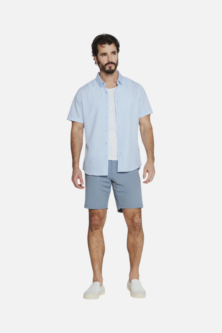 7 Diamonds Kai Short Sleeve Shirt in Dusty Blue – detail