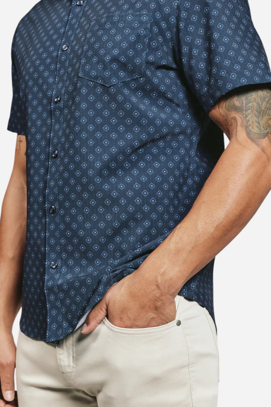 7 Diamonds Kanan Short Sleeve Shirt in Navy – back view
