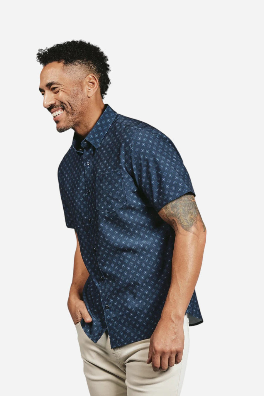 7 Diamonds Kanan Short Sleeve Shirt in Navy – flat lay