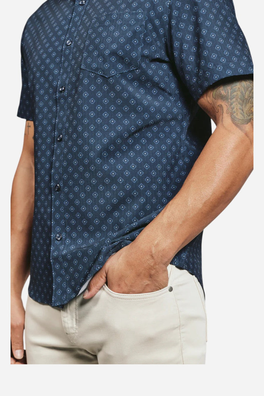 7 Diamonds Kanan Short Sleeve Shirt in Navy – side view
