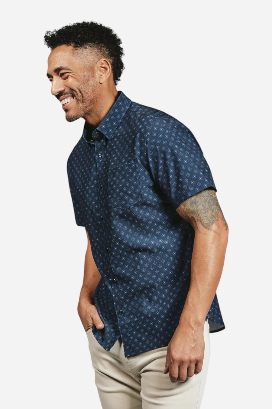 7 Diamonds Kanan Short Sleeve Shirt in Navy – side view