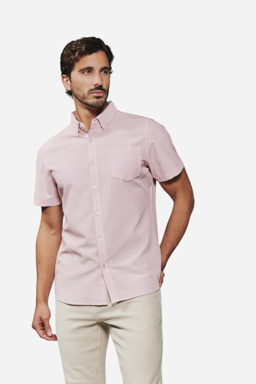 7 Diamonds Kanan Short Sleeve Shirt in Rose – back view