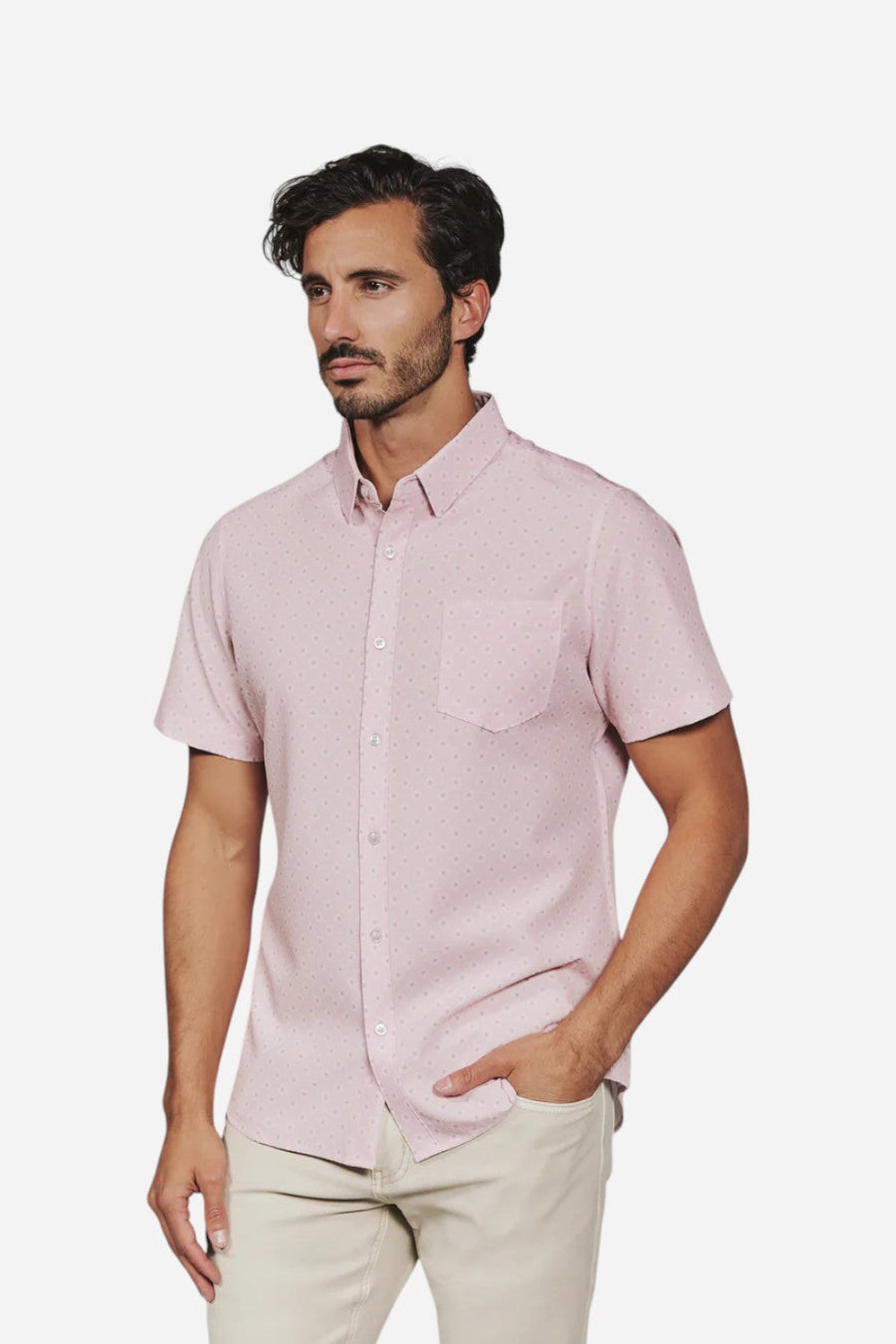 7 Diamonds Kanan Short Sleeve Shirt in Rose – front view