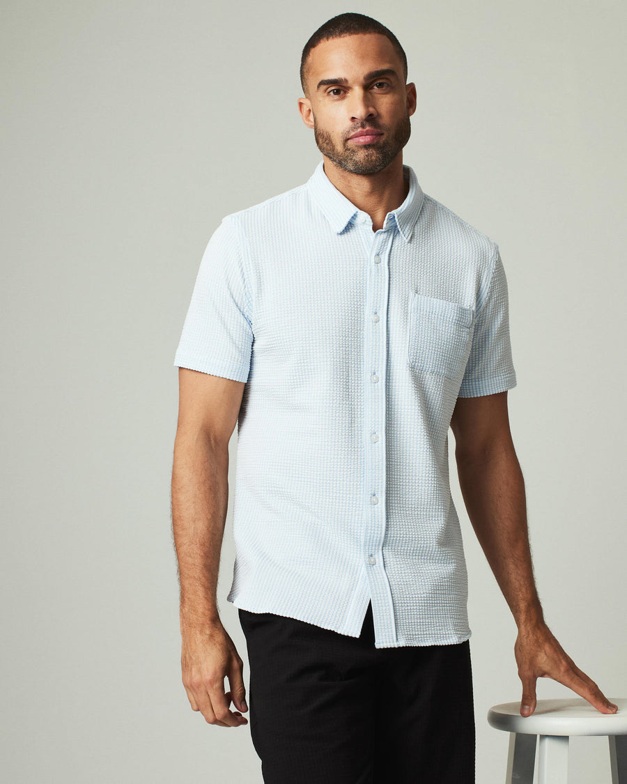 7 Diamonds Keaton Short Sleeve Shirt in Blue – flat lay