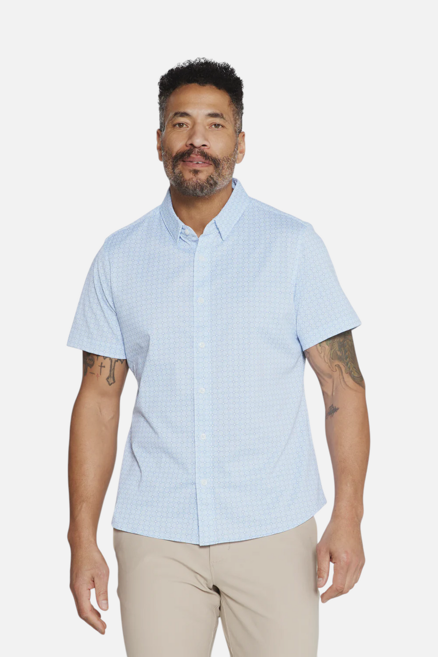 7 Diamonds Landen Short Sleeve in Light Blue – front view