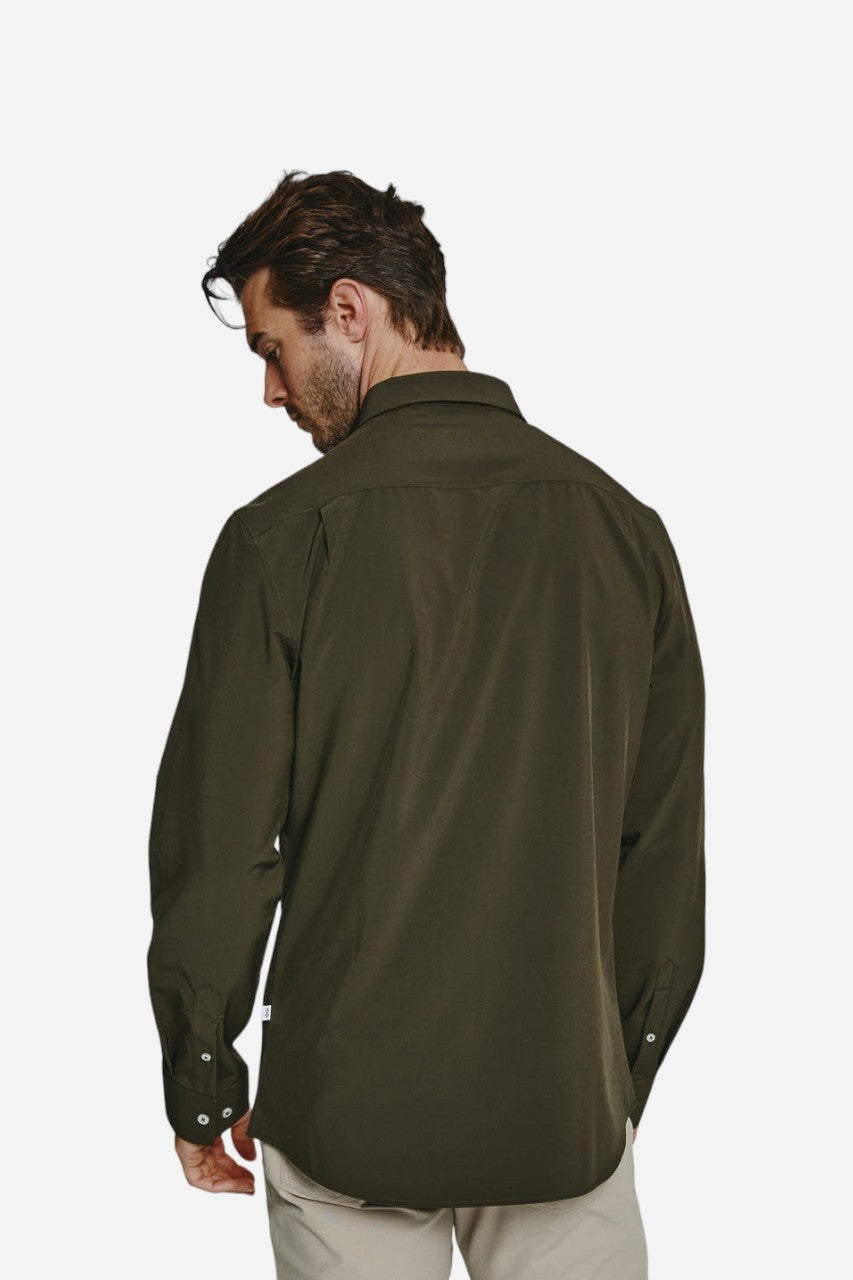 7 Diamonds Liberty Long Sleeve Shirt in Olive – back view