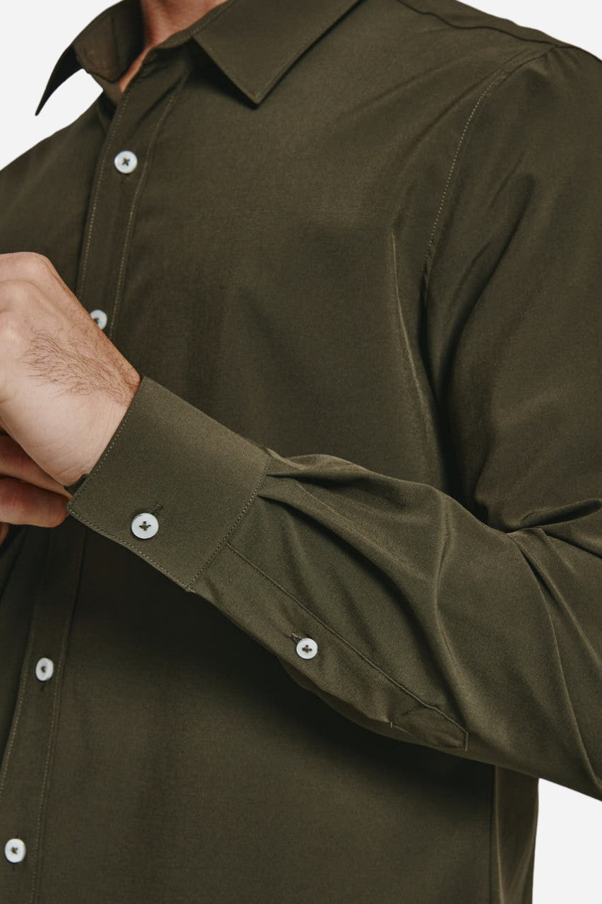 7 Diamonds Liberty Long Sleeve Shirt in Olive – flat lay