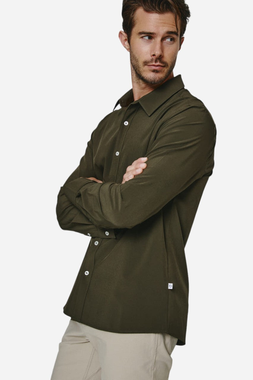 7 Diamonds Liberty Long Sleeve Shirt in Olive – side view