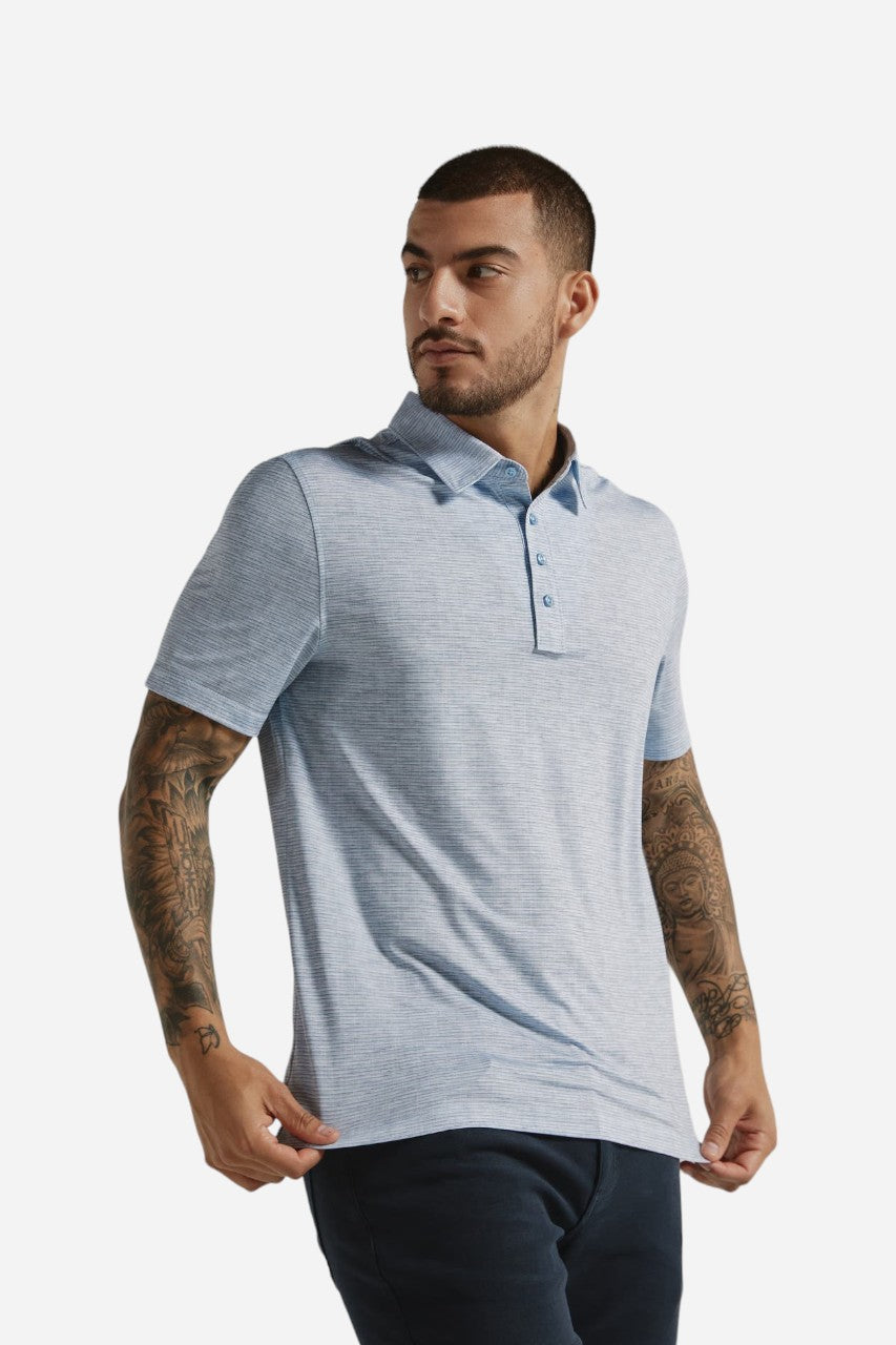7 Diamonds Malone Short Sleeve Polo in Blue – back view