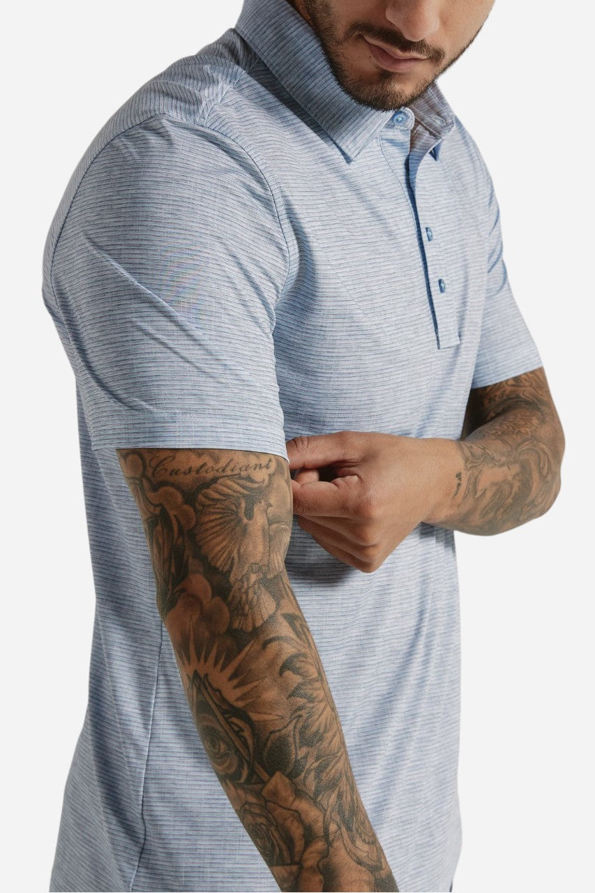 7 Diamonds Malone Short Sleeve Polo in Blue – detail