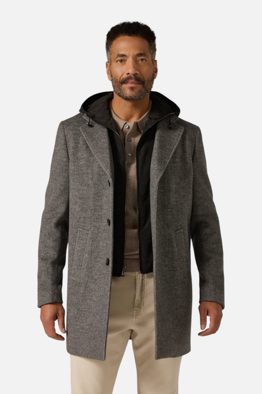 7 Diamonds Men's Borough Overcoat in Grey – front view