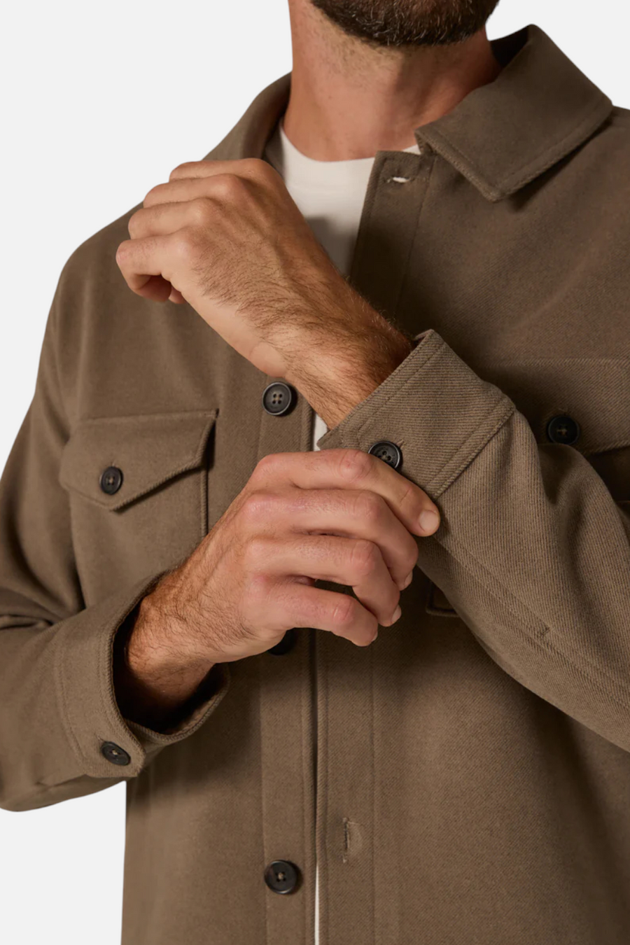 7 Diamonds Men's Craftsman Twill Shacket in Khaki – back view