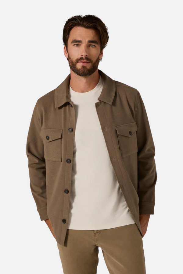 7 Diamonds Men's Craftsman Twill Shacket in Khaki