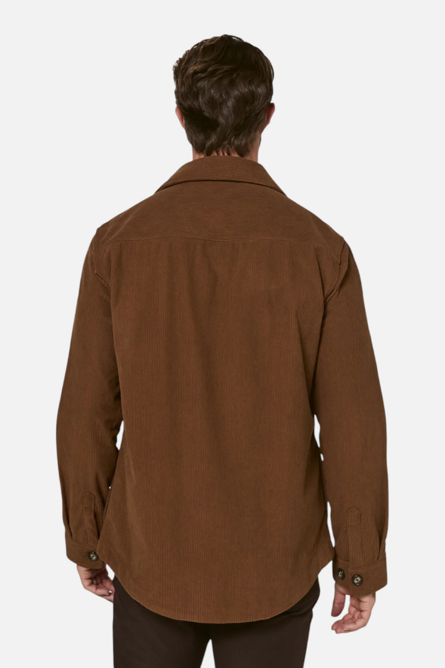 7 Diamonds Men's Crossway Corduroy Overshirt in Cedar – back view