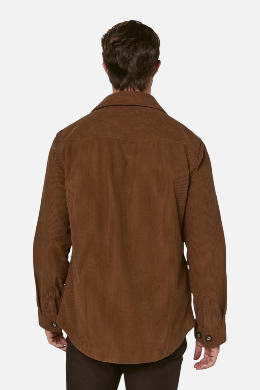 7 Diamonds Men's Crossway Corduroy Overshirt in Cedar – on model