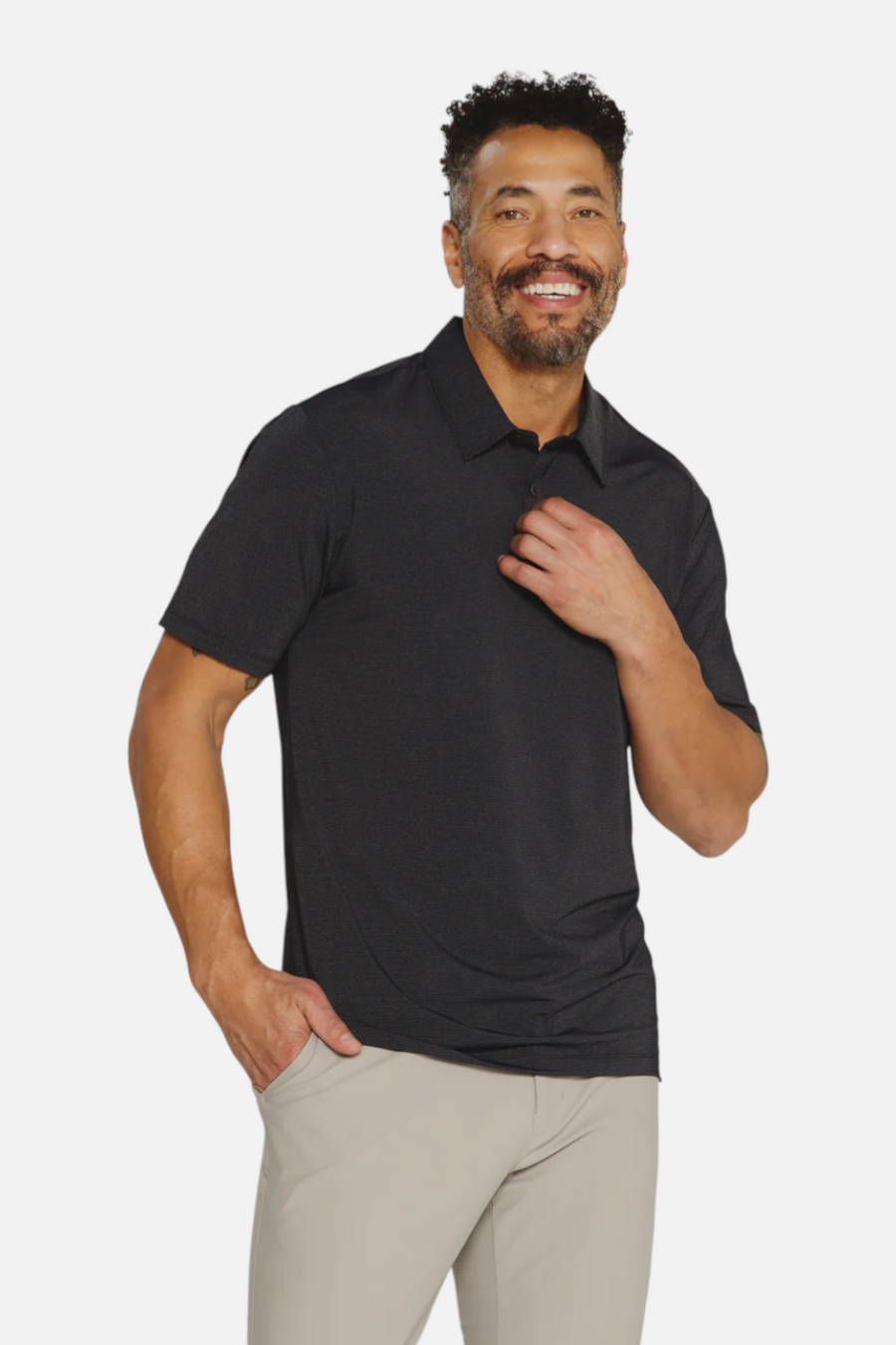 7 Diamonds Men's Dawn Patrol Polo in Charcoal – back view
