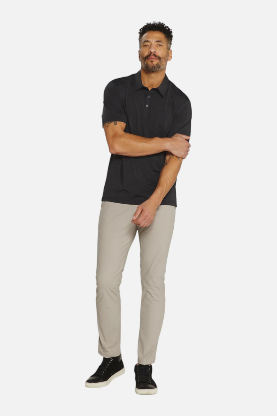 7 Diamonds Men's Dawn Patrol Polo in Charcoal – front view
