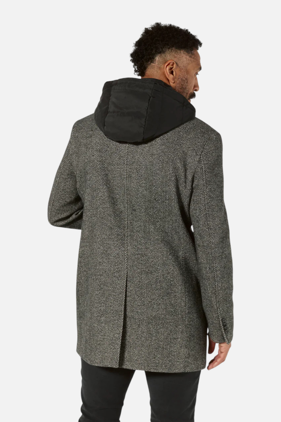 7 Diamonds Men's Downtown Overcoat in Grey – back view