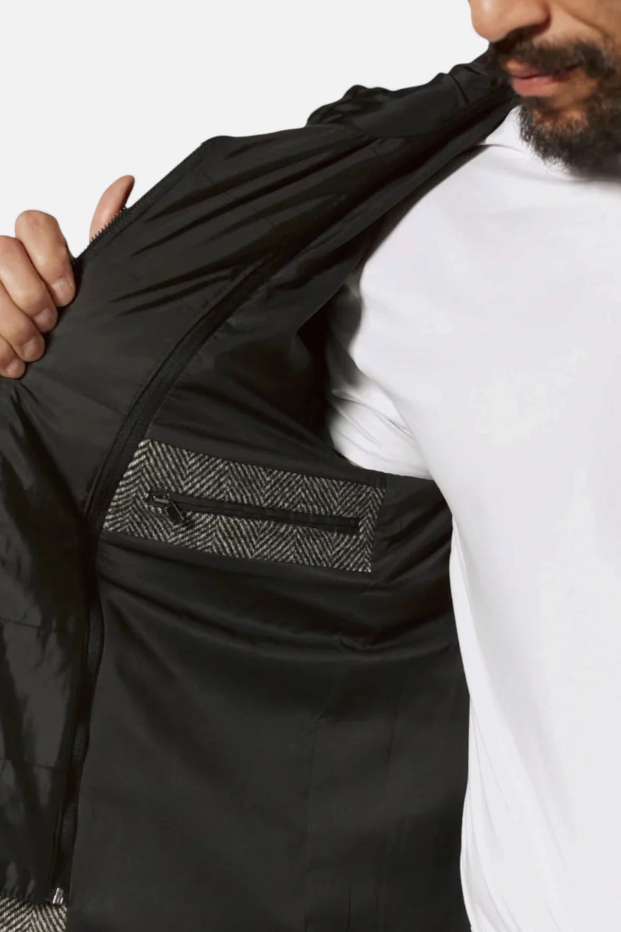 7 Diamonds Men's Downtown Overcoat in Grey – detail