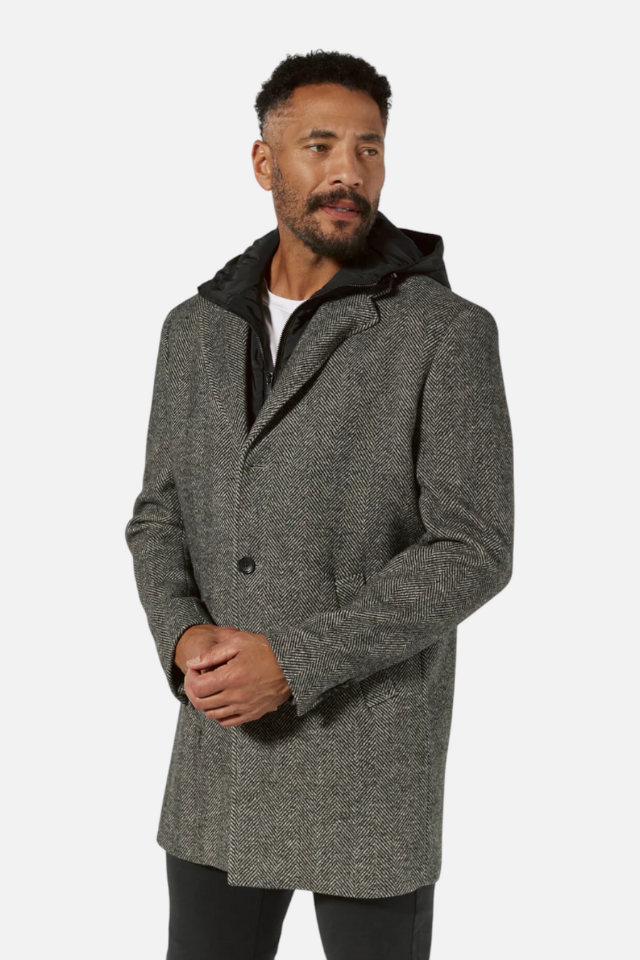 7 Diamonds Men's Downtown Overcoat in Grey – side view