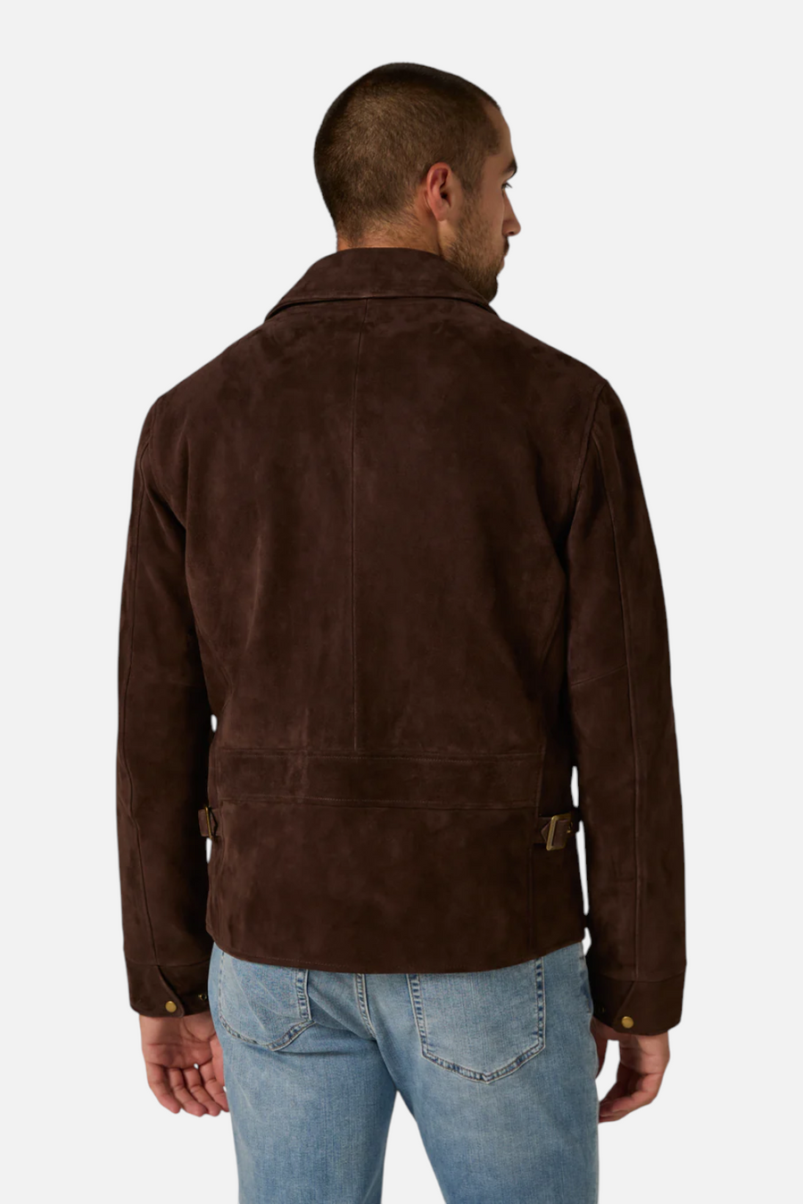 7 Diamonds Men's Drifter Leather Jacket in Chocolate – back view