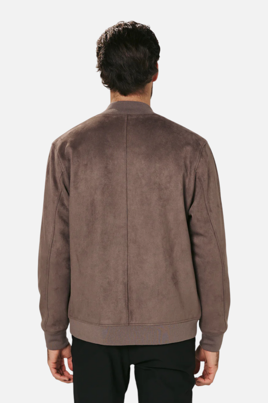 7 Diamonds Men's Dylan Suede Jacket in Dark Taupe – back view