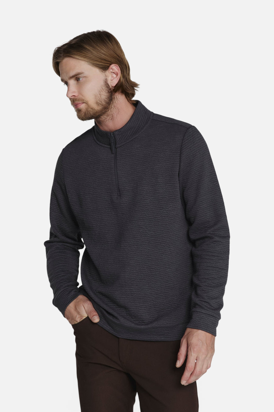 7 Diamonds Men's Elevate Quarter Zip in Anthracite – on model