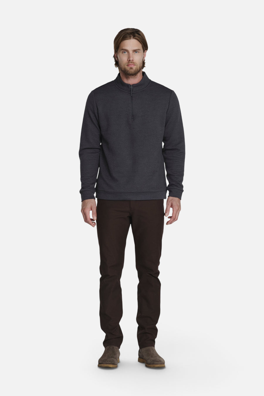 7 Diamonds Men's Elevate Quarter Zip in Anthracite – on model