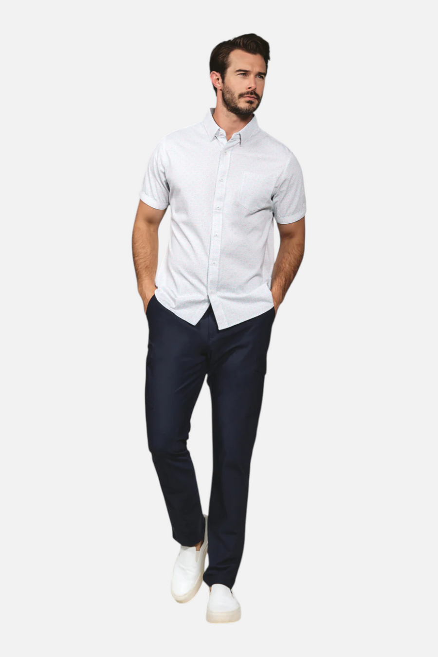 7 Diamonds Men's Landen Short Sleeve in White – front view