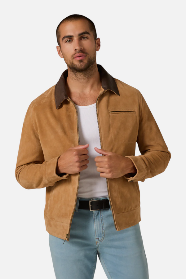 7 Diamonds Men's Maverick Leather Jacket in Tan