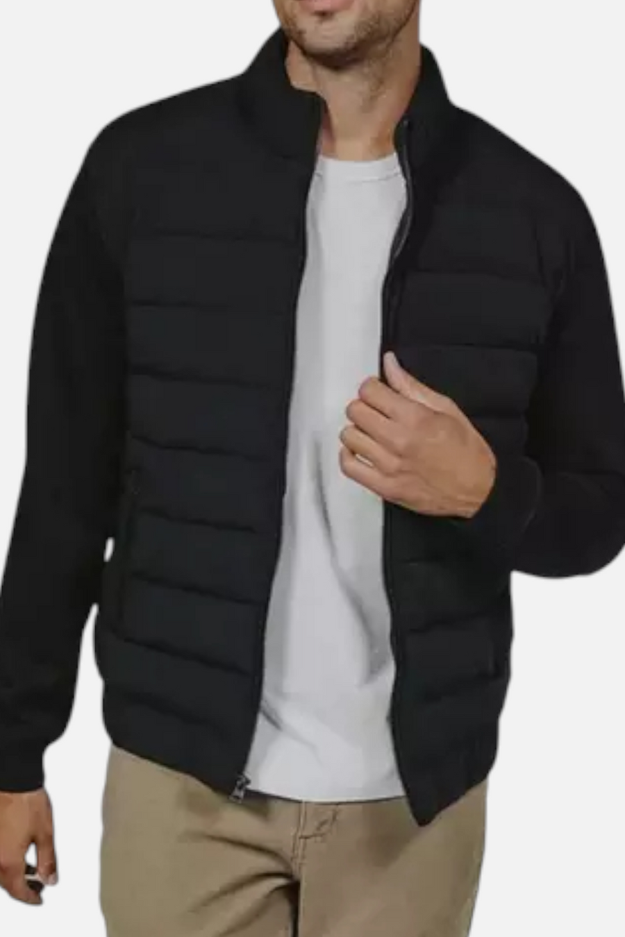 7 Diamonds Men's Rev Puffer Full Zip in Black – front view
