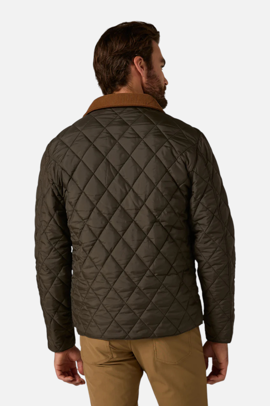 7 Diamonds Men's Rushmore Quilted Jacket in Olive – detail
