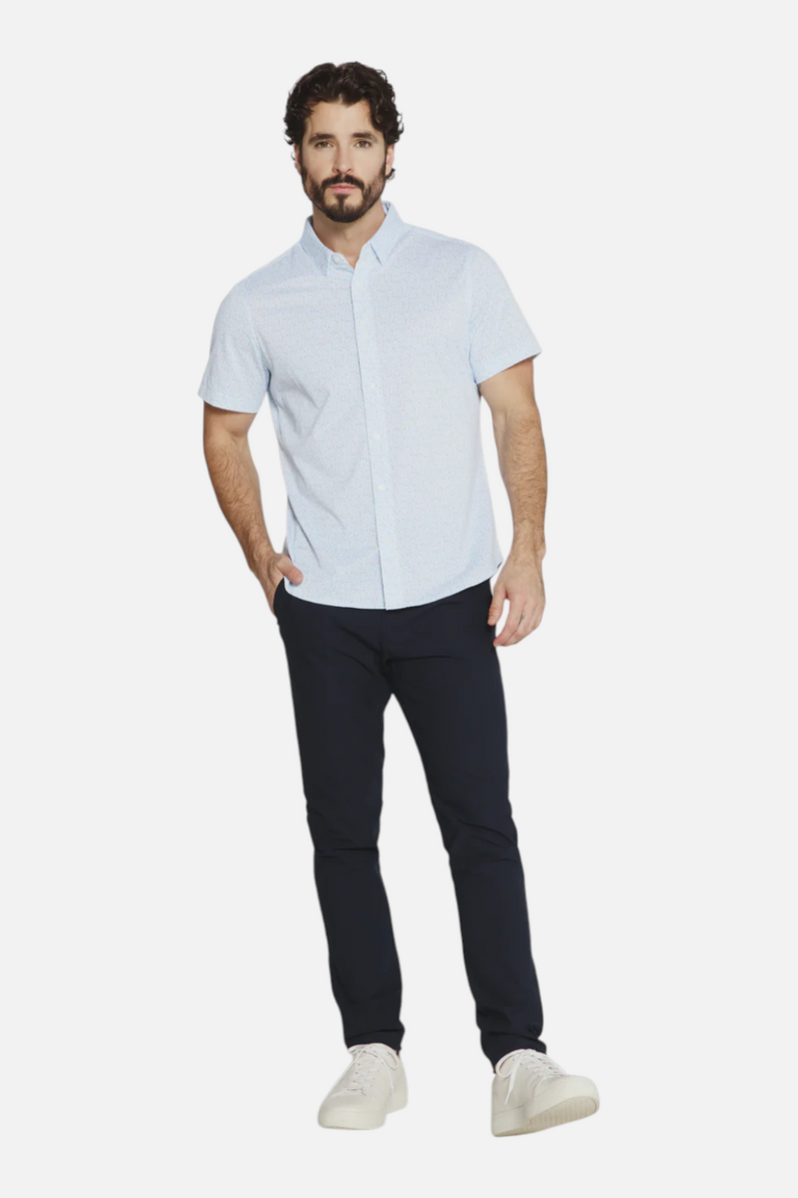 7 Diamonds Men's Solen Short Sleeve in Light Blue – back view