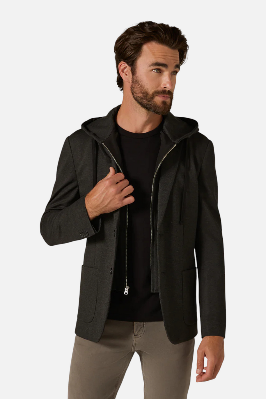7 Diamonds Men's The District Blazer in Dark Charcoal – front view