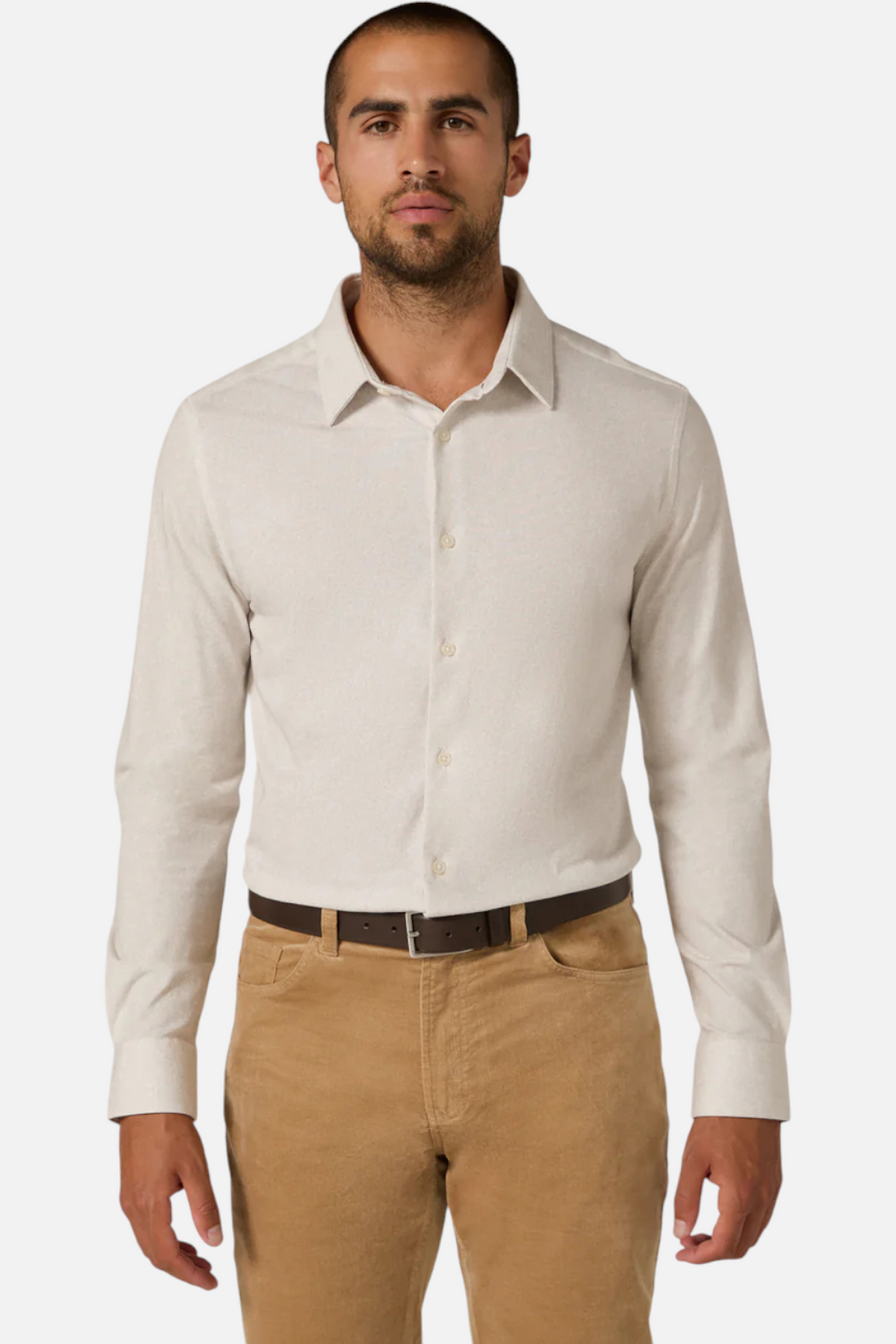 7 Diamonds Monty Long Sleeve Shirt in Natural – front view