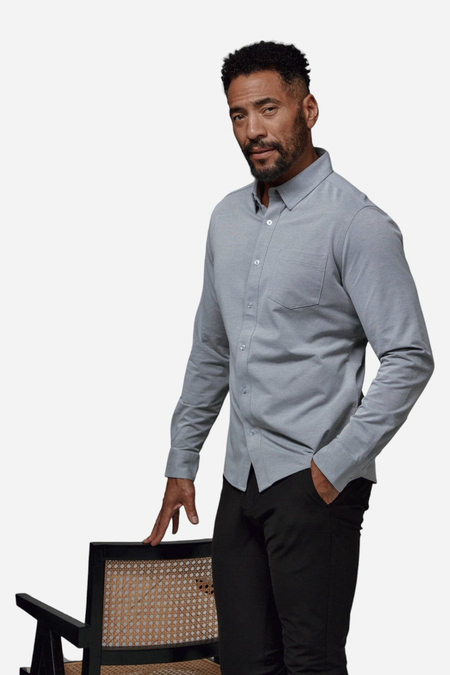 7 Diamonds Oxford Stretch Grey – flat lay