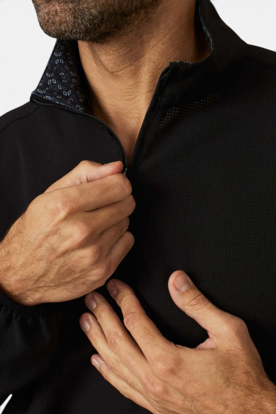 7 Diamonds Oxygenate Solid Quarter-Zip Pullover in Black – flat lay